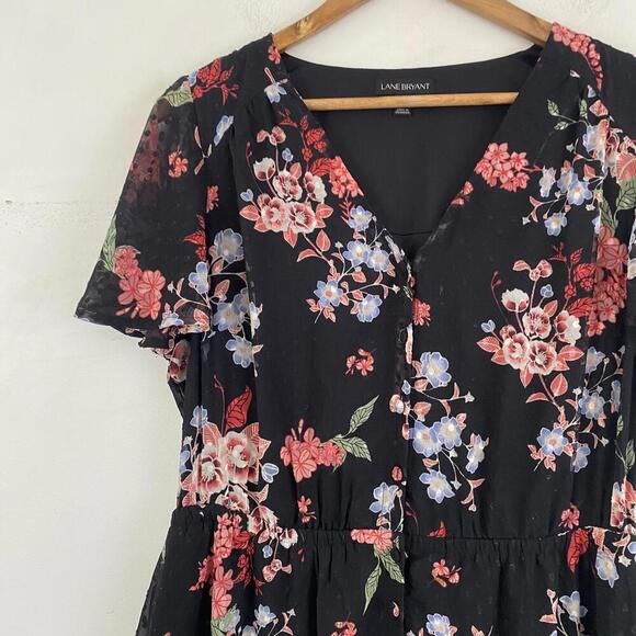 LANE BRYANT plus size black floral midaxi dress - Picture 3 of 5